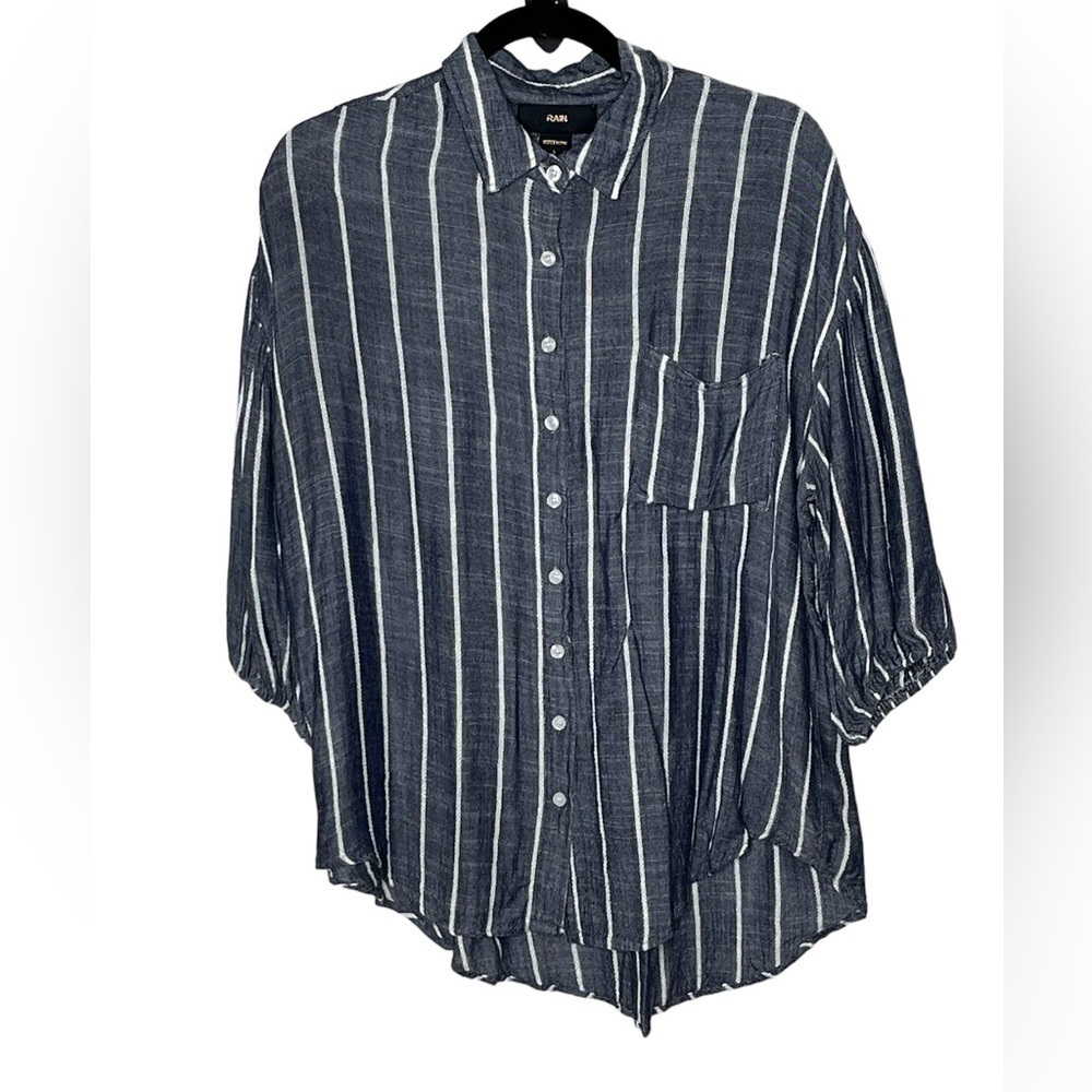 Rain Striped Viscose Button Down Top Sz Ly